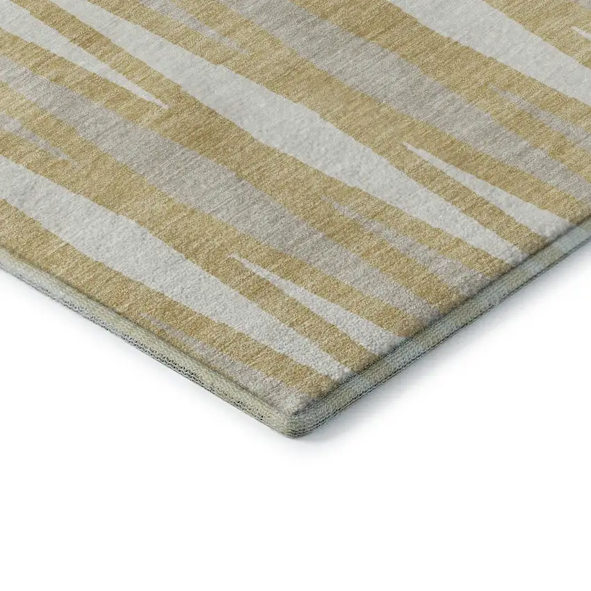Gold And Ivory Geometric Washable Area Rug With UV Protection Photo 8