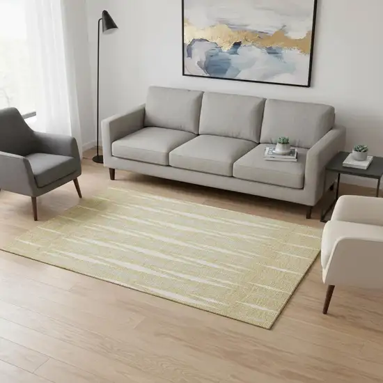 Gold And Ivory Geometric Washable Area Rug With UV Protection Photo 2