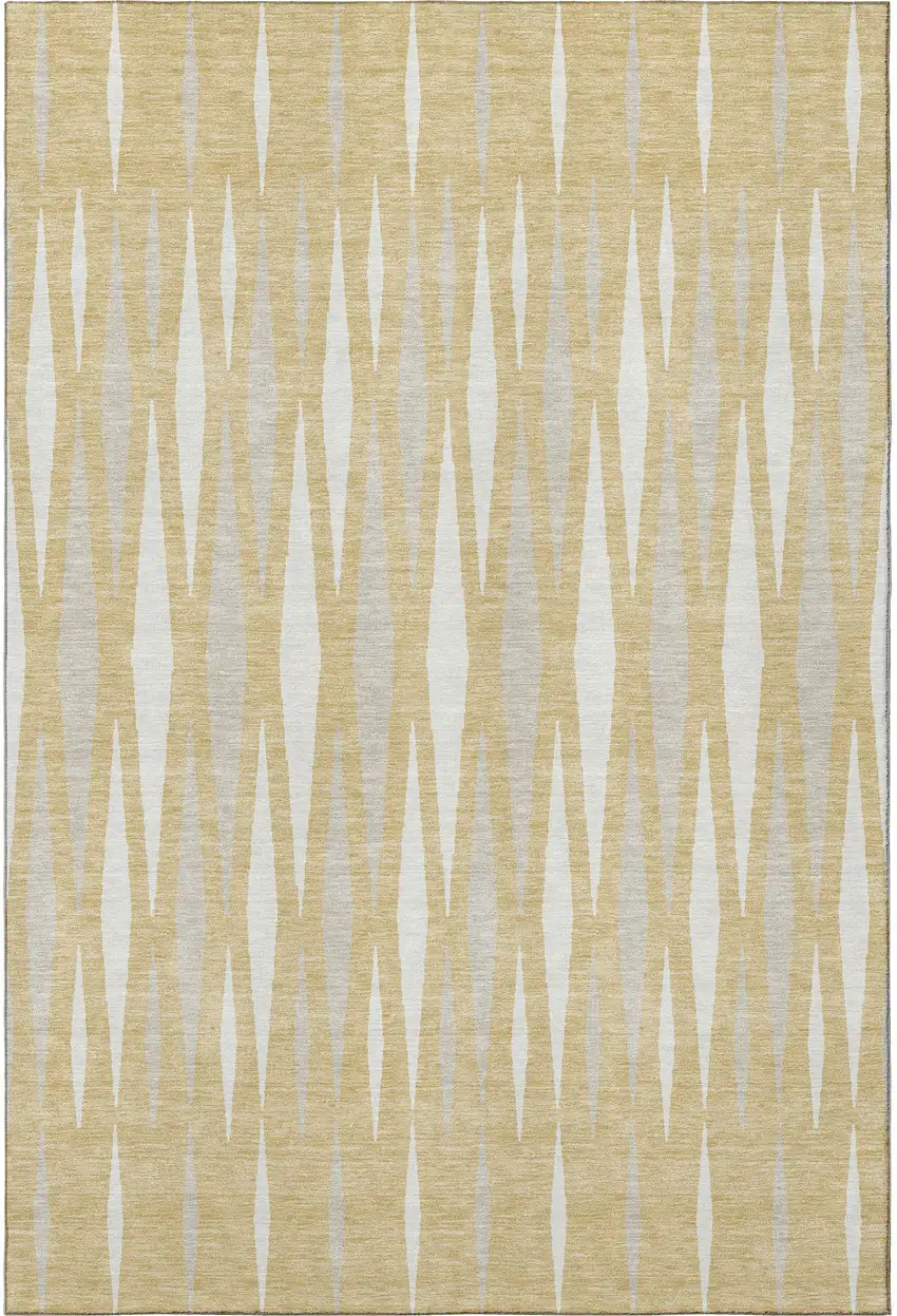 Gold And Ivory Geometric Washable Area Rug With UV Protection Photo 4