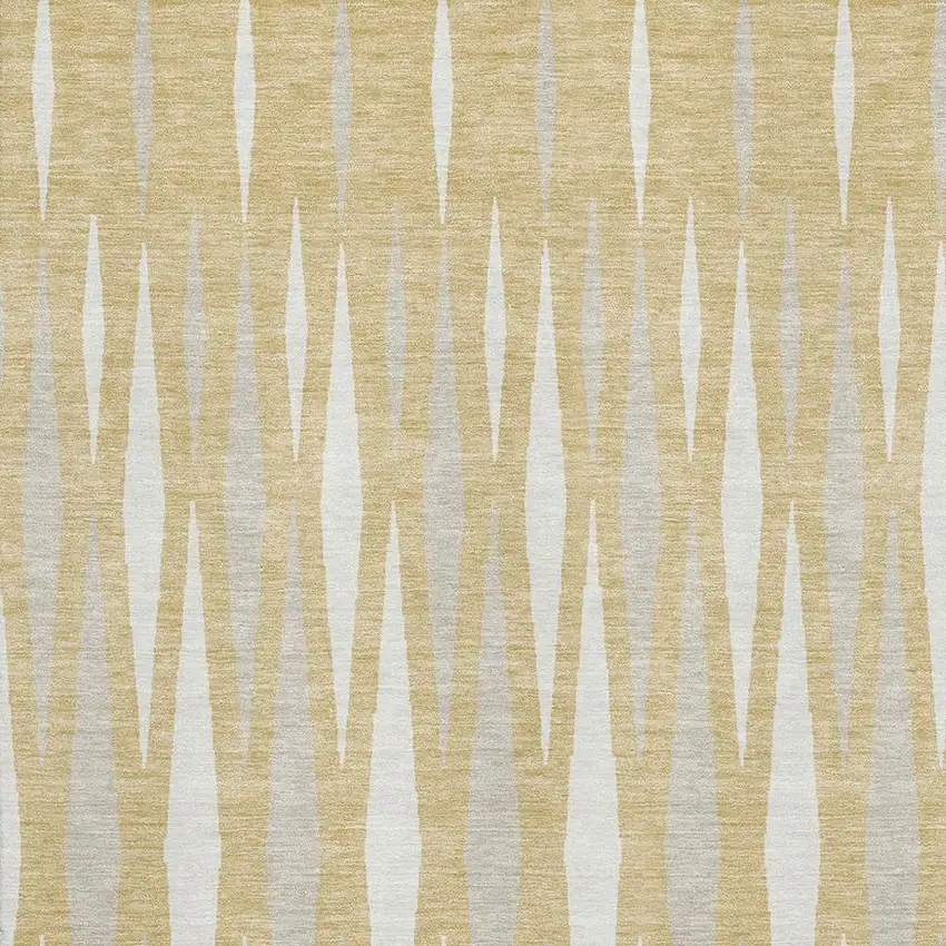 Gold And Ivory Geometric Washable Area Rug With UV Protection Photo 3