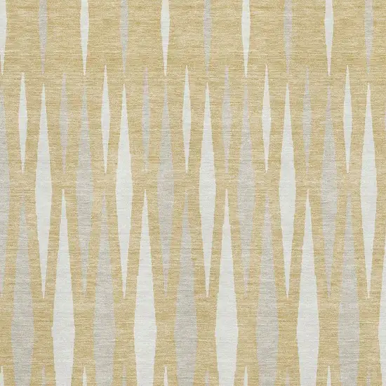 Gold And Ivory Geometric Washable Area Rug With UV Protection Photo 3