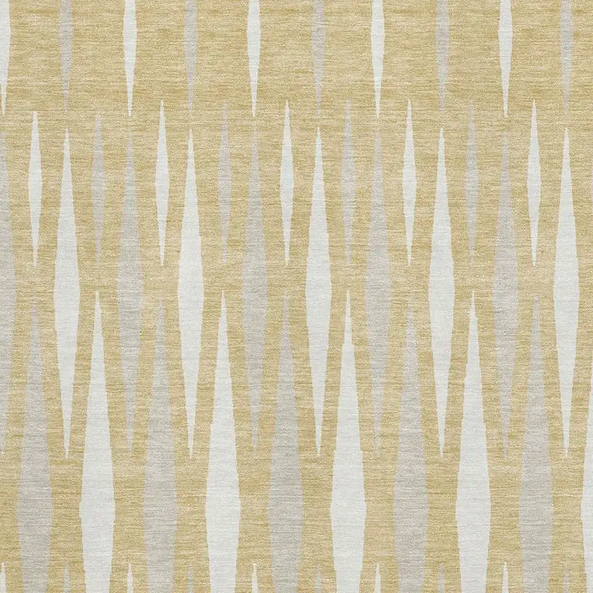Gold And Ivory Geometric Washable Area Rug With UV Protection Photo 3