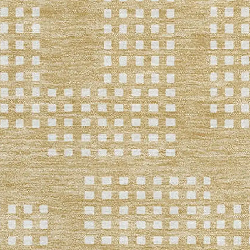 Gold And Ivory Geometric Washable Area Rug With UV Protection Photo 3