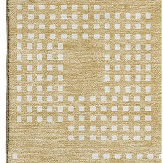 Gold And Ivory Geometric Washable Area Rug With UV Protection Photo 3