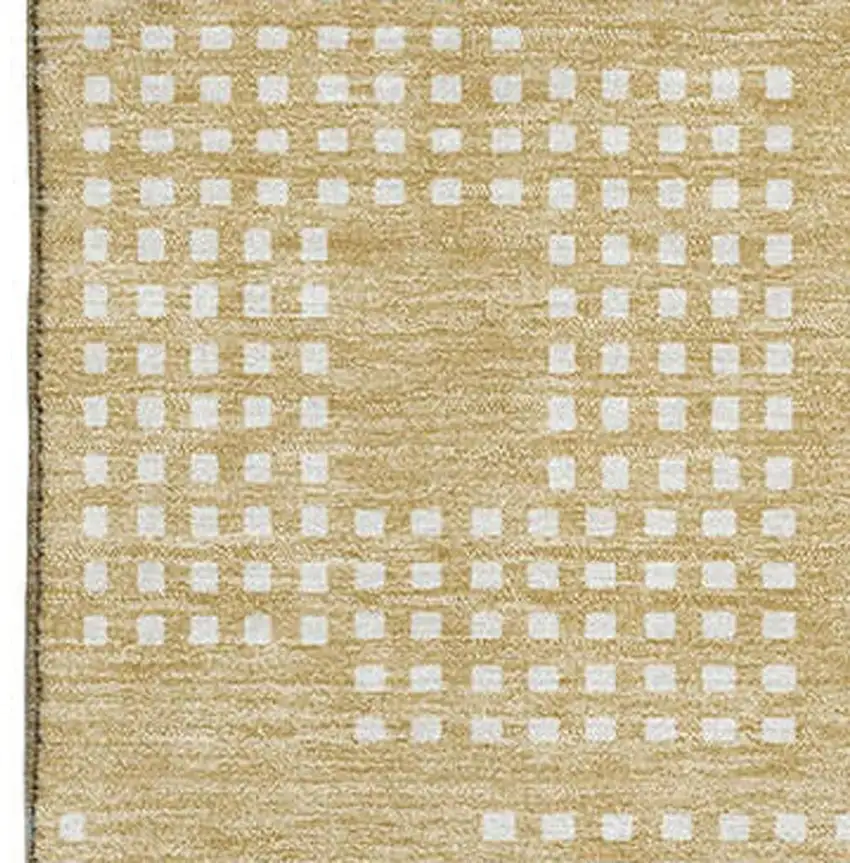 Gold And Ivory Geometric Washable Area Rug With UV Protection Photo 3