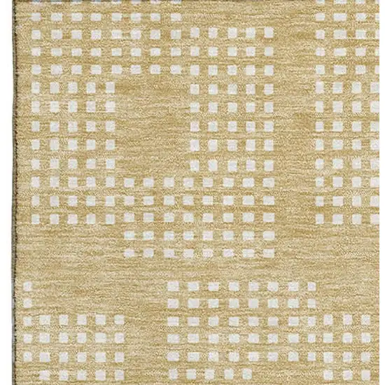 Gold And Ivory Geometric Washable Area Rug With UV Protection Photo 4