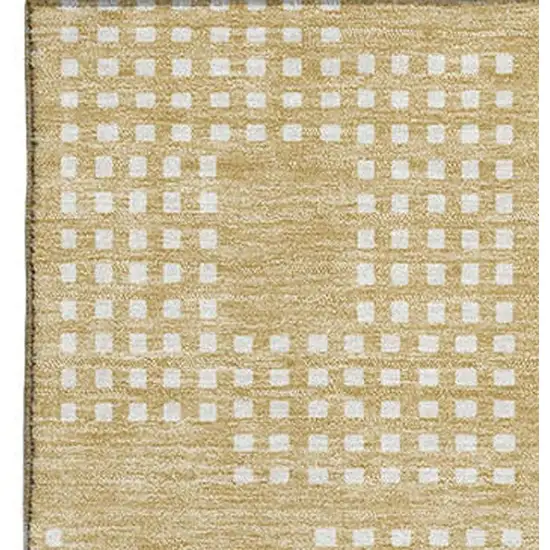 Gold And Ivory Geometric Washable Area Rug With UV Protection Photo 3