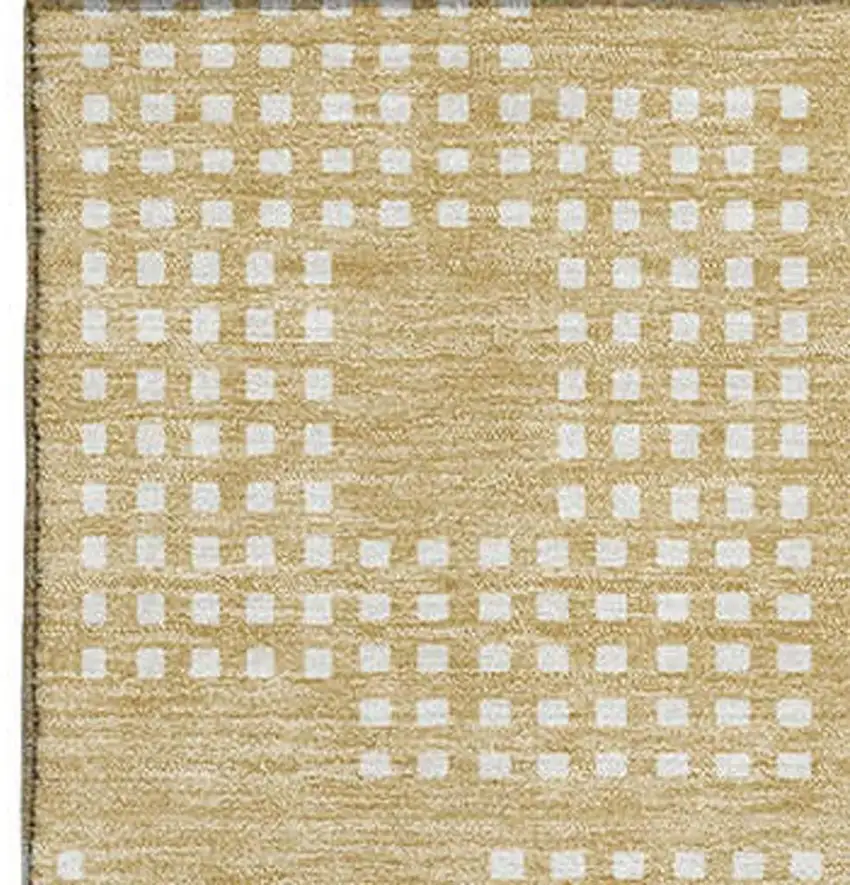 Gold And Ivory Geometric Washable Area Rug With UV Protection Photo 3
