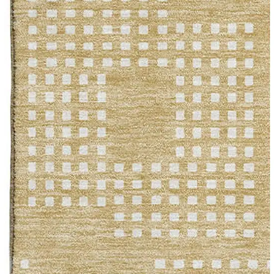 Gold And Ivory Geometric Washable Area Rug With UV Protection Photo 3