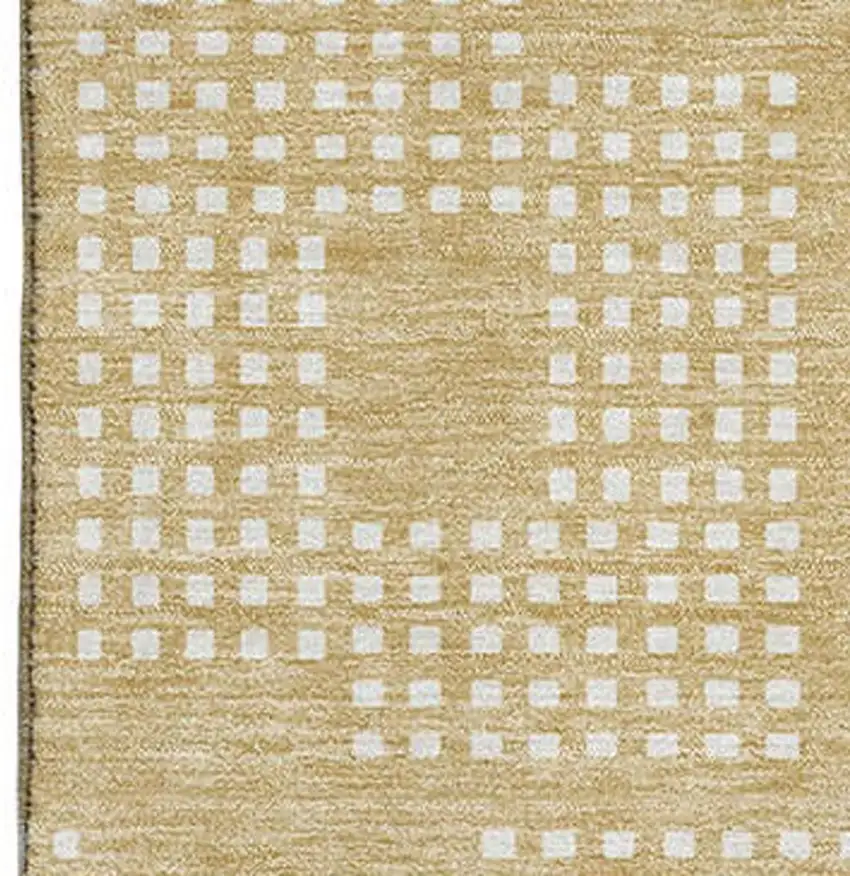 Gold And Ivory Geometric Washable Area Rug With UV Protection Photo 3