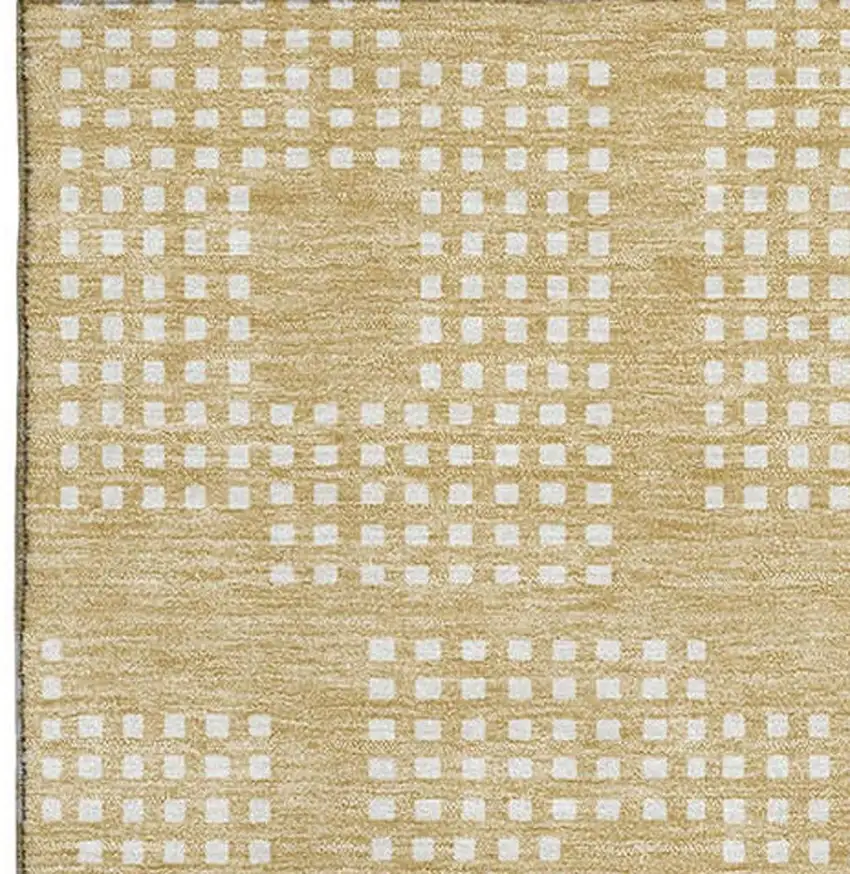 Gold And Ivory Geometric Washable Area Rug With UV Protection Photo 4