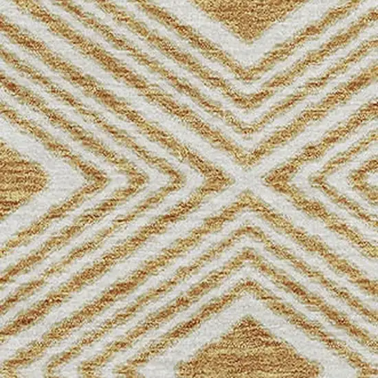 Gold And Ivory Geometric Washable Area Rug With UV Protection Photo 3