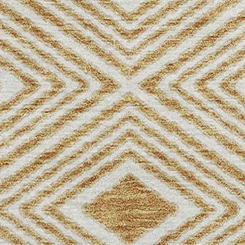 Gold And Ivory Geometric Washable Area Rug With UV Protection Photo 3
