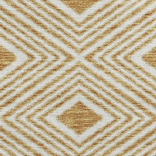 Gold And Ivory Geometric Washable Area Rug With UV Protection Photo 3