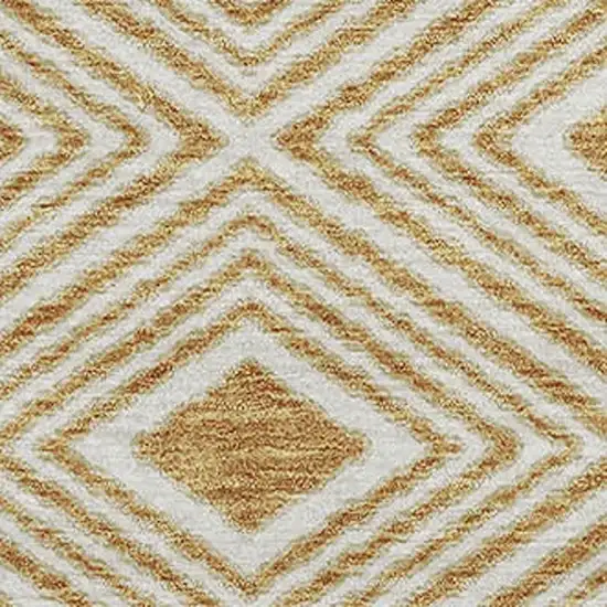 Gold And Ivory Geometric Washable Area Rug With UV Protection Photo 3