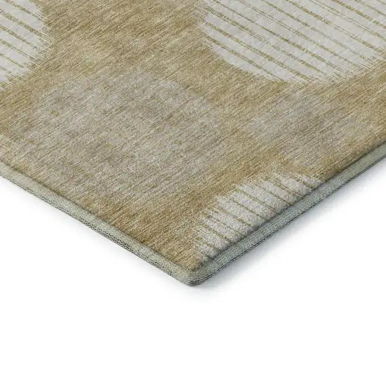 Gold And Ivory Geometric Washable Area Rug With UV Protection Photo 7