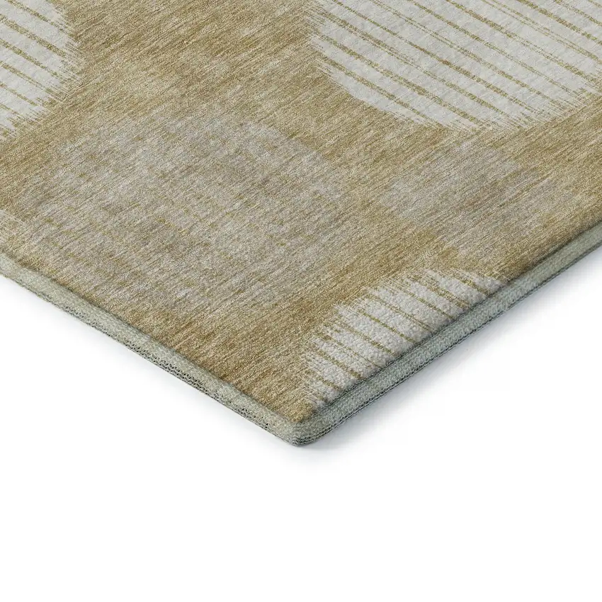 Gold And Ivory Geometric Washable Area Rug With UV Protection Photo 8