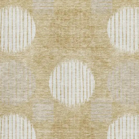 Gold And Ivory Geometric Washable Area Rug With UV Protection Photo 3