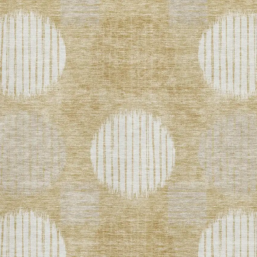 Gold And Ivory Geometric Washable Area Rug With UV Protection Photo 3