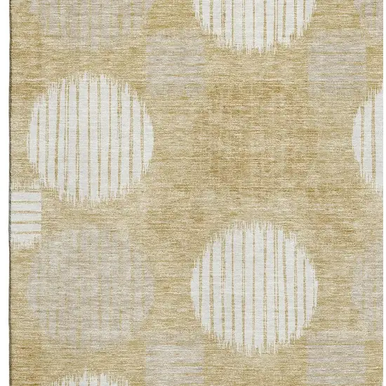 Gold And Ivory Geometric Washable Area Rug With UV Protection Photo 3