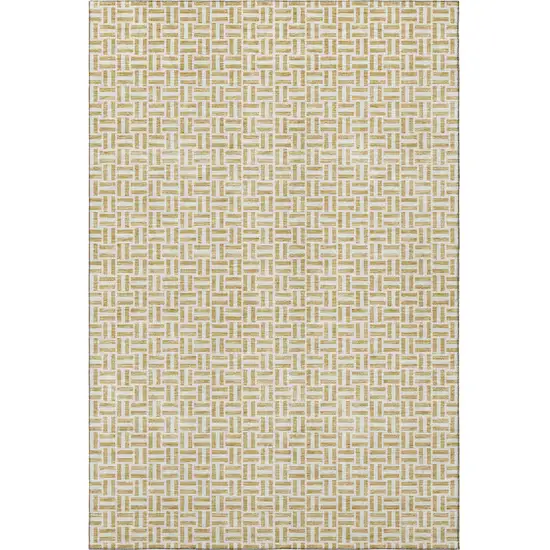Gold And Ivory Geometric Washable Area Rug With UV Protection Photo 4