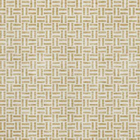 Gold And Ivory Geometric Washable Area Rug With UV Protection Photo 3