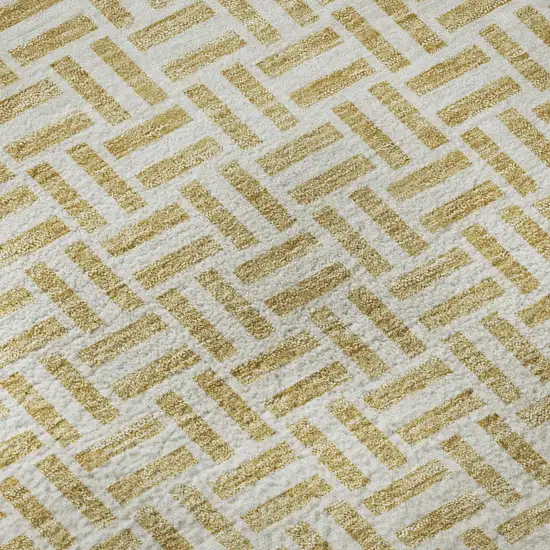 Gold And Ivory Geometric Washable Area Rug With UV Protection Photo 8