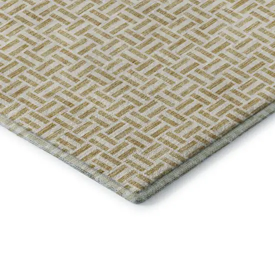 Gold And Ivory Geometric Washable Area Rug With UV Protection Photo 8