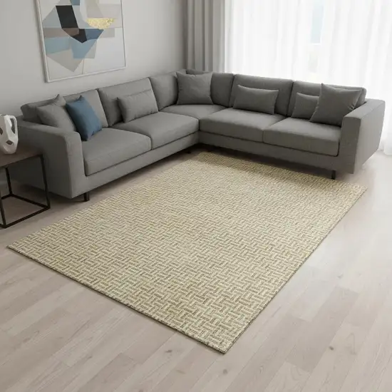 Gold And Ivory Geometric Washable Area Rug With UV Protection Photo 2