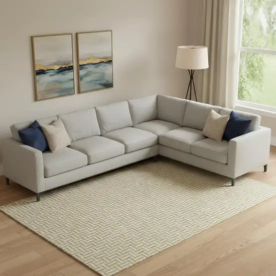 Gold And Ivory Geometric Washable Area Rug With UV Protection Photo 1