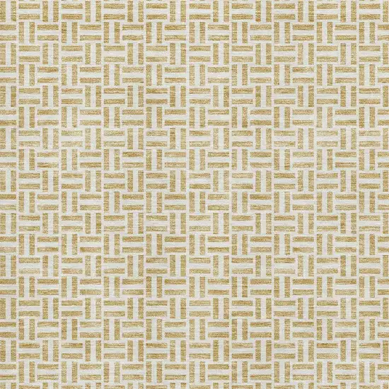 Gold And Ivory Geometric Washable Area Rug With UV Protection Photo 3