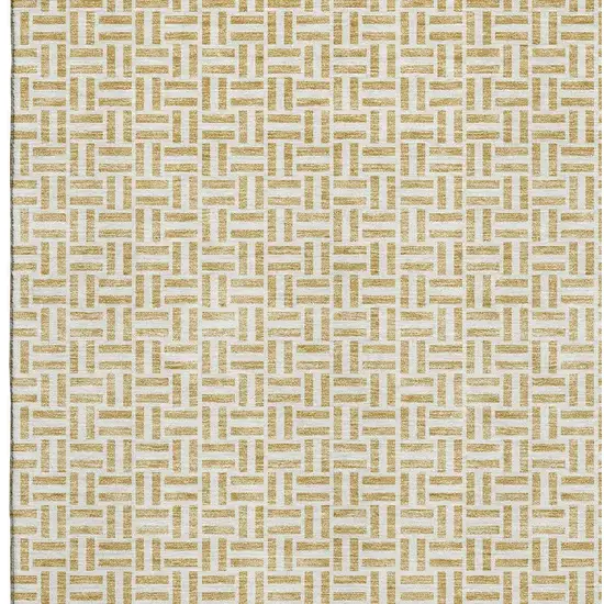 Gold And Ivory Geometric Washable Area Rug With UV Protection Photo 3