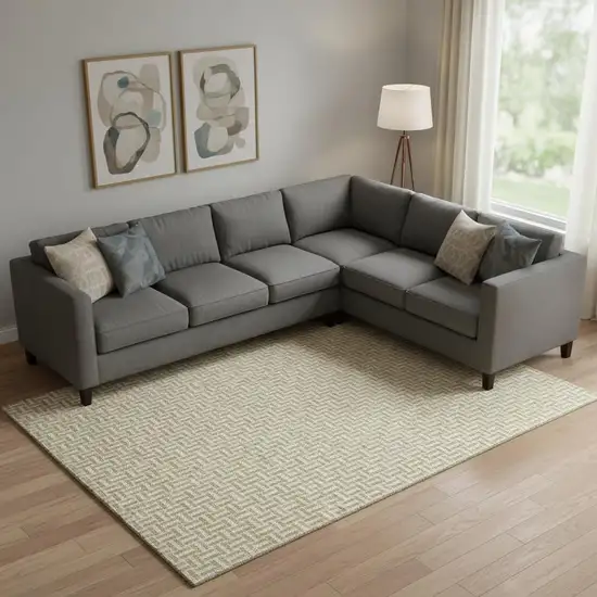 Gold And Ivory Geometric Washable Area Rug With UV Protection Photo 1