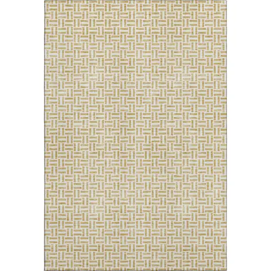 Gold And Ivory Geometric Washable Area Rug With UV Protection Photo 1