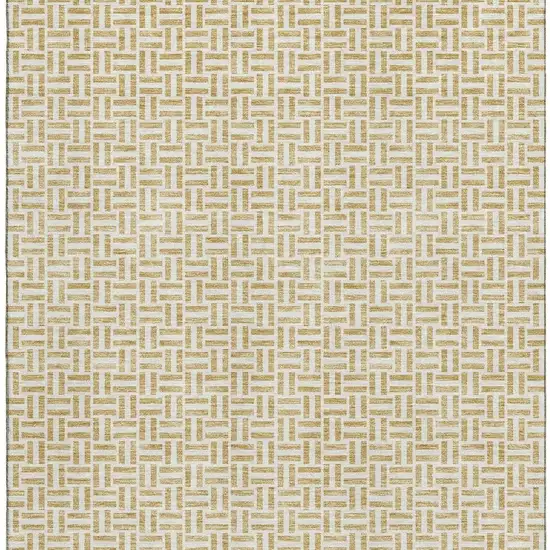 Gold And Ivory Geometric Washable Area Rug With UV Protection Photo 4