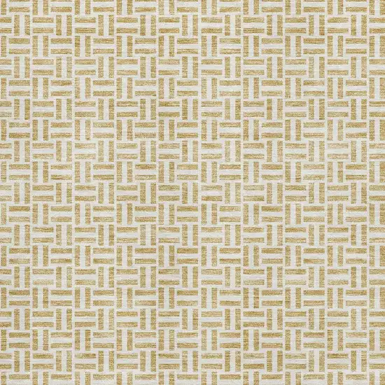 Gold And Ivory Geometric Washable Area Rug With UV Protection Photo 3