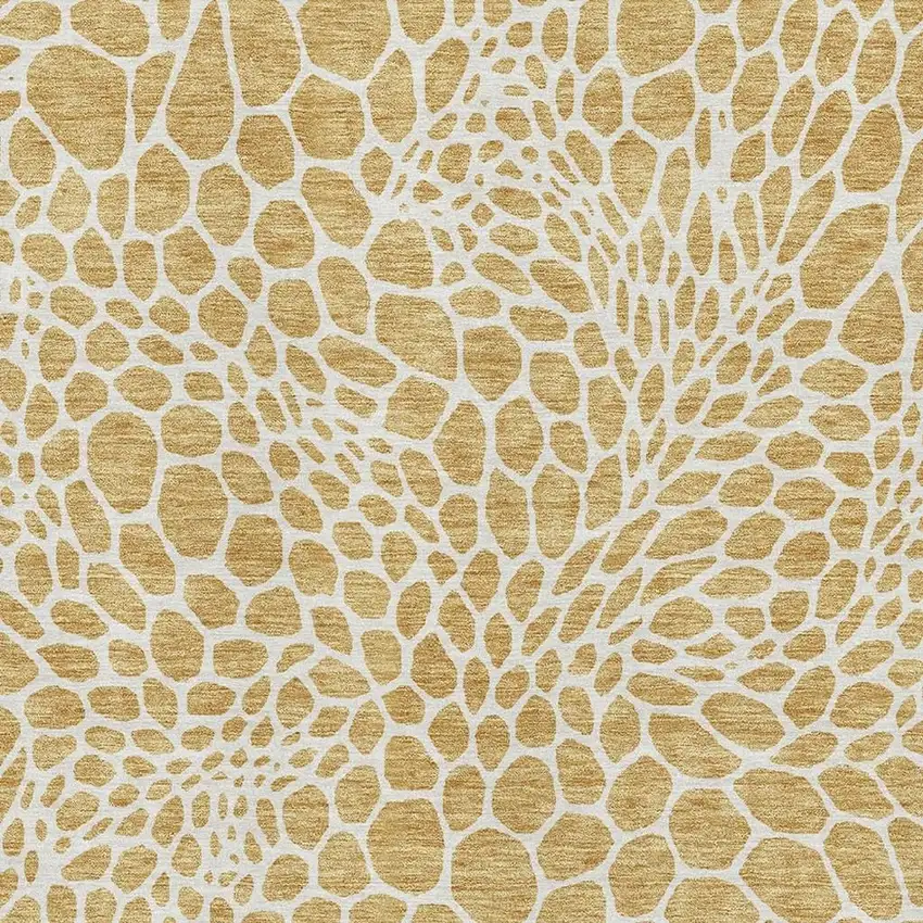 Gold And Ivory Geometric Washable Area Rug With UV Protection Photo 3