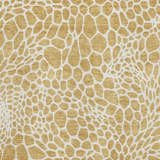 Gold And Ivory Geometric Washable Area Rug With UV Protection Photo 3