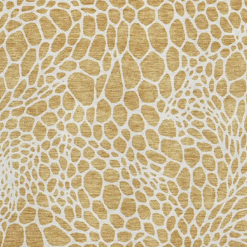 Gold And Ivory Geometric Washable Area Rug With UV Protection Photo 3