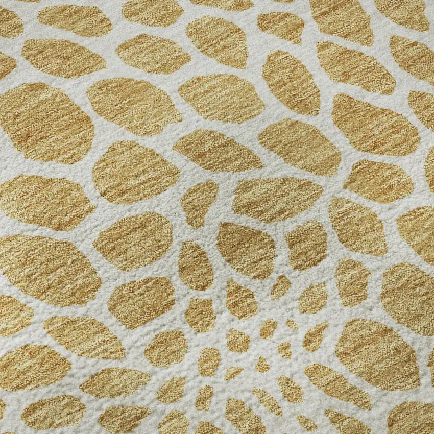 Gold And Ivory Geometric Washable Area Rug With UV Protection Photo 8