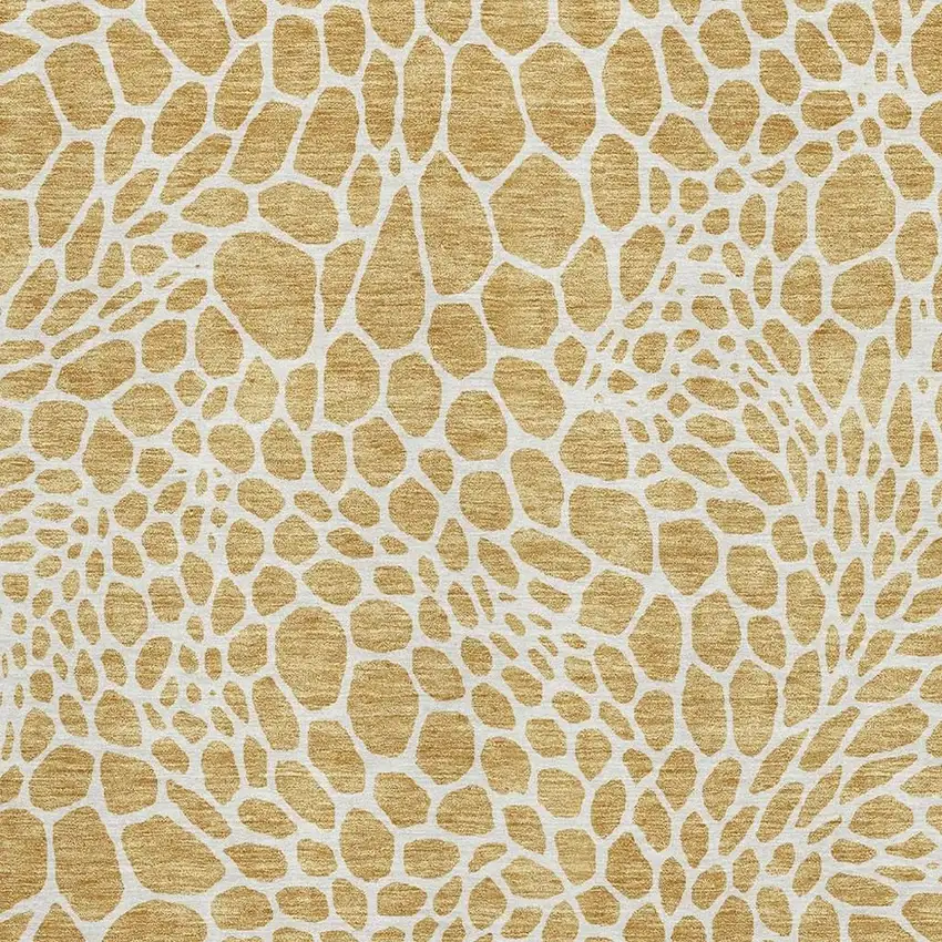 Gold And Ivory Geometric Washable Area Rug With UV Protection Photo 3