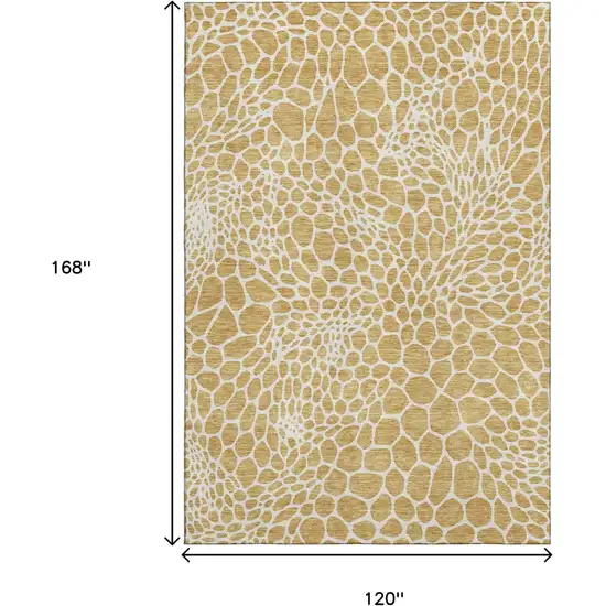 Gold And Ivory Geometric Washable Area Rug With UV Protection Photo 3