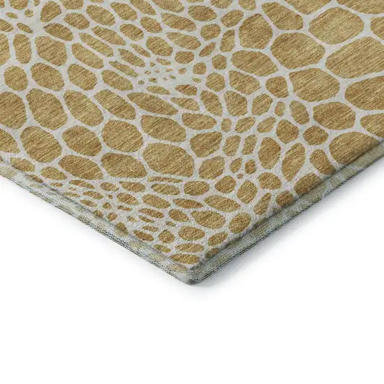 Gold And Ivory Geometric Washable Area Rug With UV Protection Photo 8