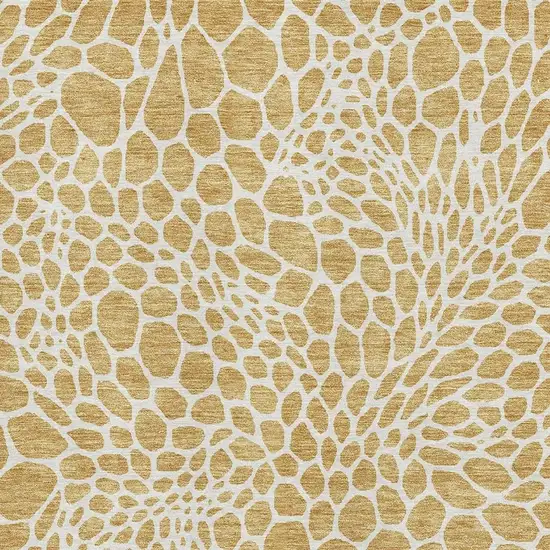 Gold And Ivory Geometric Washable Area Rug With UV Protection Photo 3