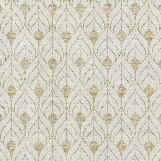 Gold And Ivory Geometric Washable Area Rug With UV Protection Photo 2