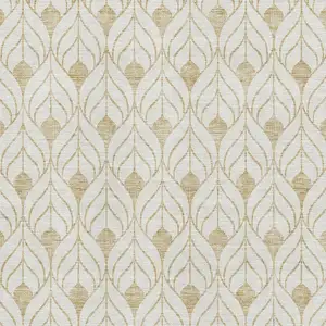 Photo of Gold And Ivory Geometric Washable Area Rug With UV Protection