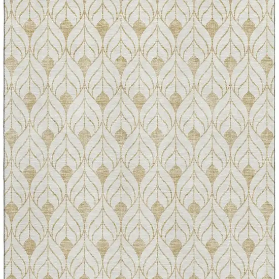 Gold And Ivory Geometric Washable Area Rug With UV Protection Photo 2