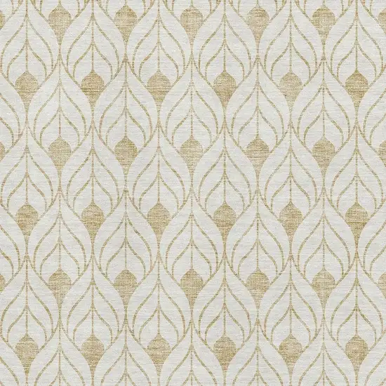 Gold And Ivory Geometric Washable Area Rug With UV Protection Photo 2