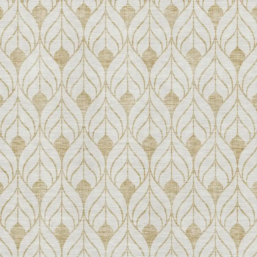 Gold And Ivory Geometric Washable Area Rug With UV Protection Photo 2