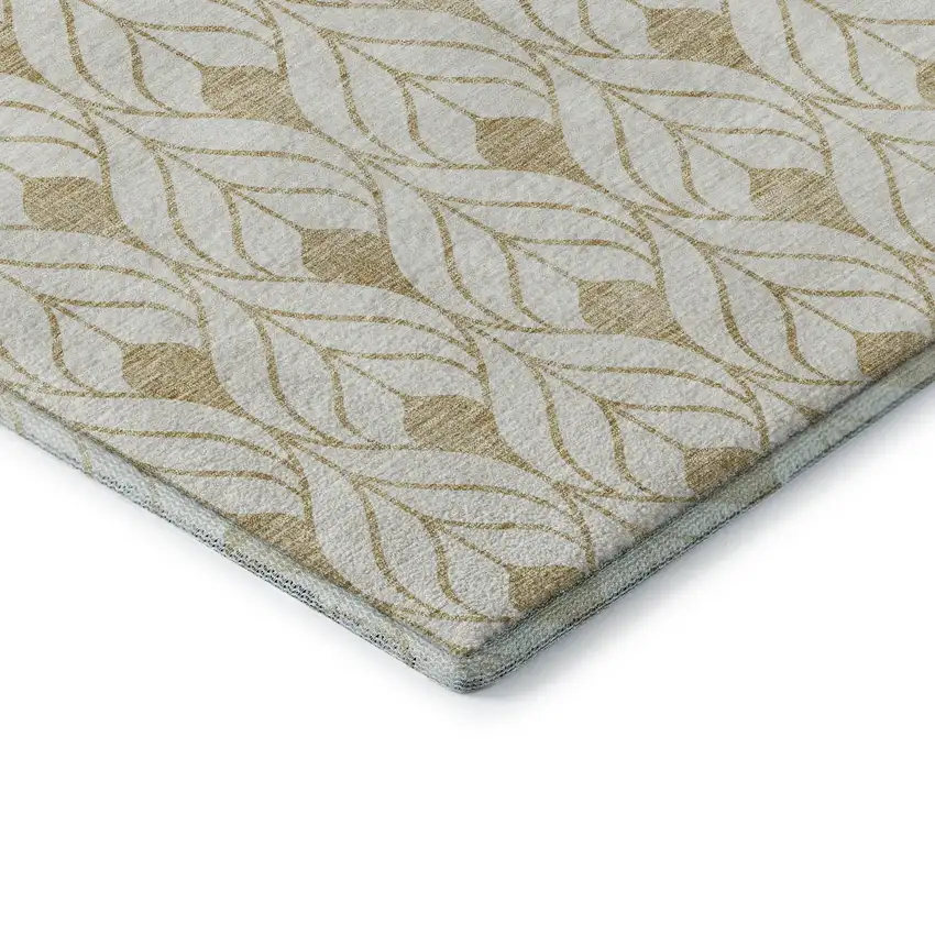 Gold And Ivory Geometric Washable Area Rug With UV Protection Photo 7